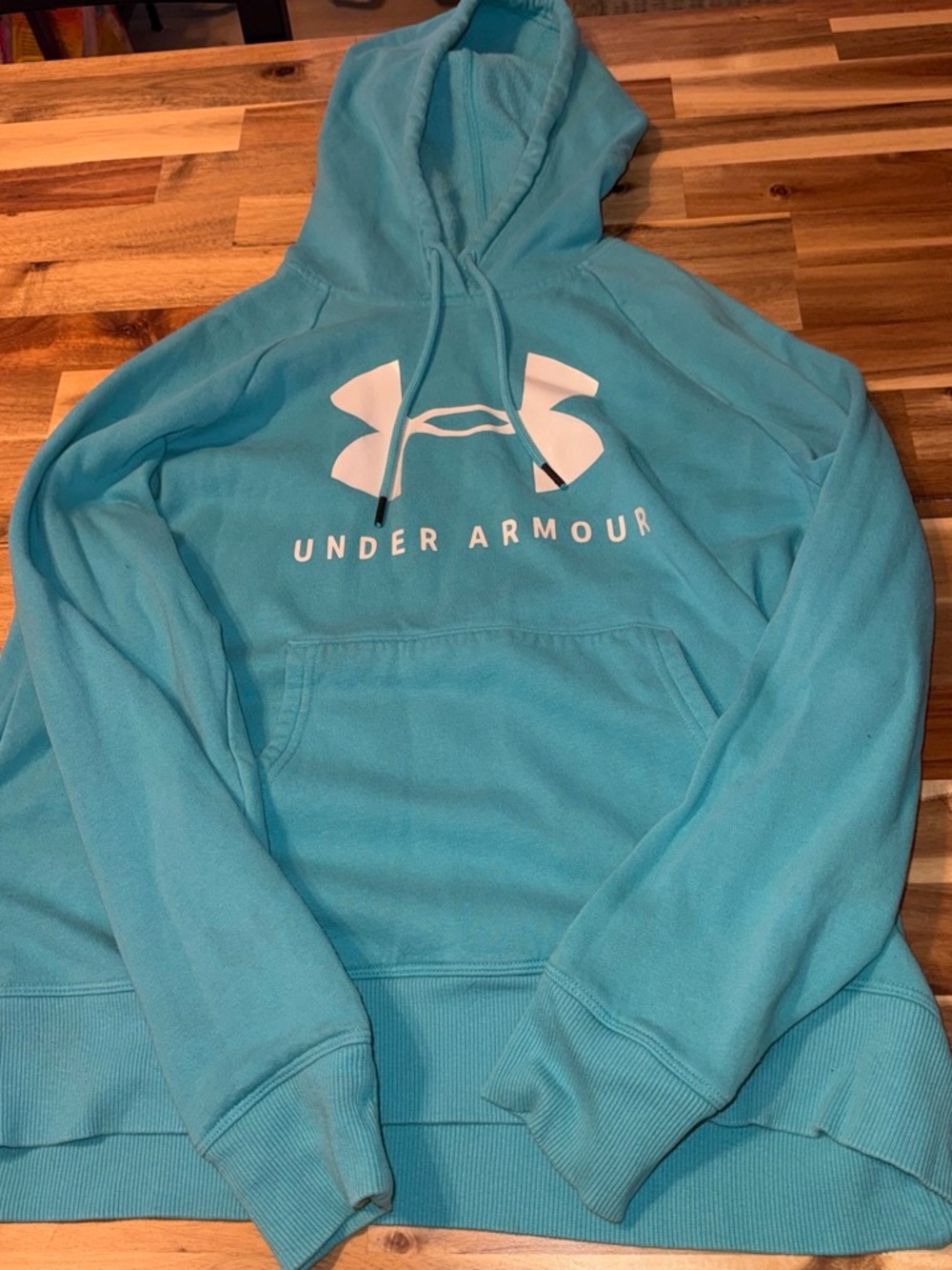 Under Armour Teal Pullover Hoodie with White Logo